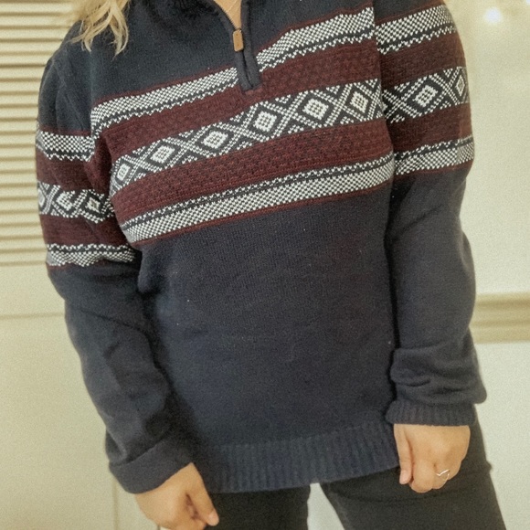 Oversized Boyfriend Navy Quarter Zip Sweater XL - Picture 2 of 12